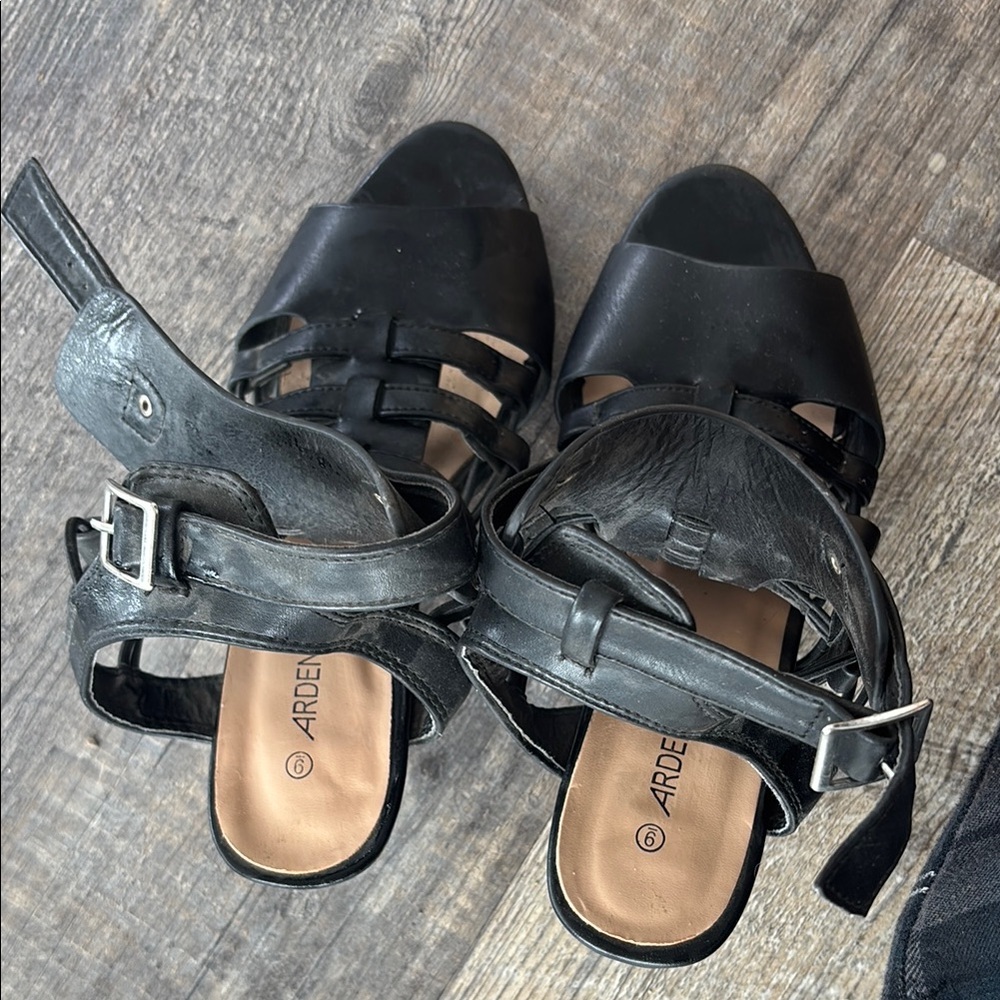 Ardene Black Heeled Sandals with Cage Design